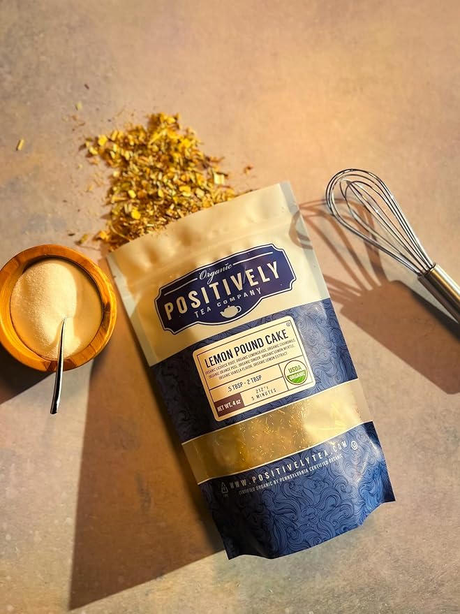 Organic Positively Tea Company, Lemon Pound Cake, Herbal Tea, Loose Leaf, 16 Ounce - Bloomnest