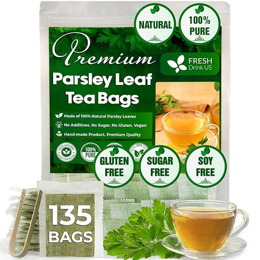 FreshDrinkUS, Premium 135 Parsley Leaf Tea Bags, 100% Natural & Pure from Parsley Leaves. Loose Leaf Parsley Herbal Tea. Made with Natural Material Tea Bags. No Sugar, No Caffeine, No Gluten, Vegan. - Bloomnest