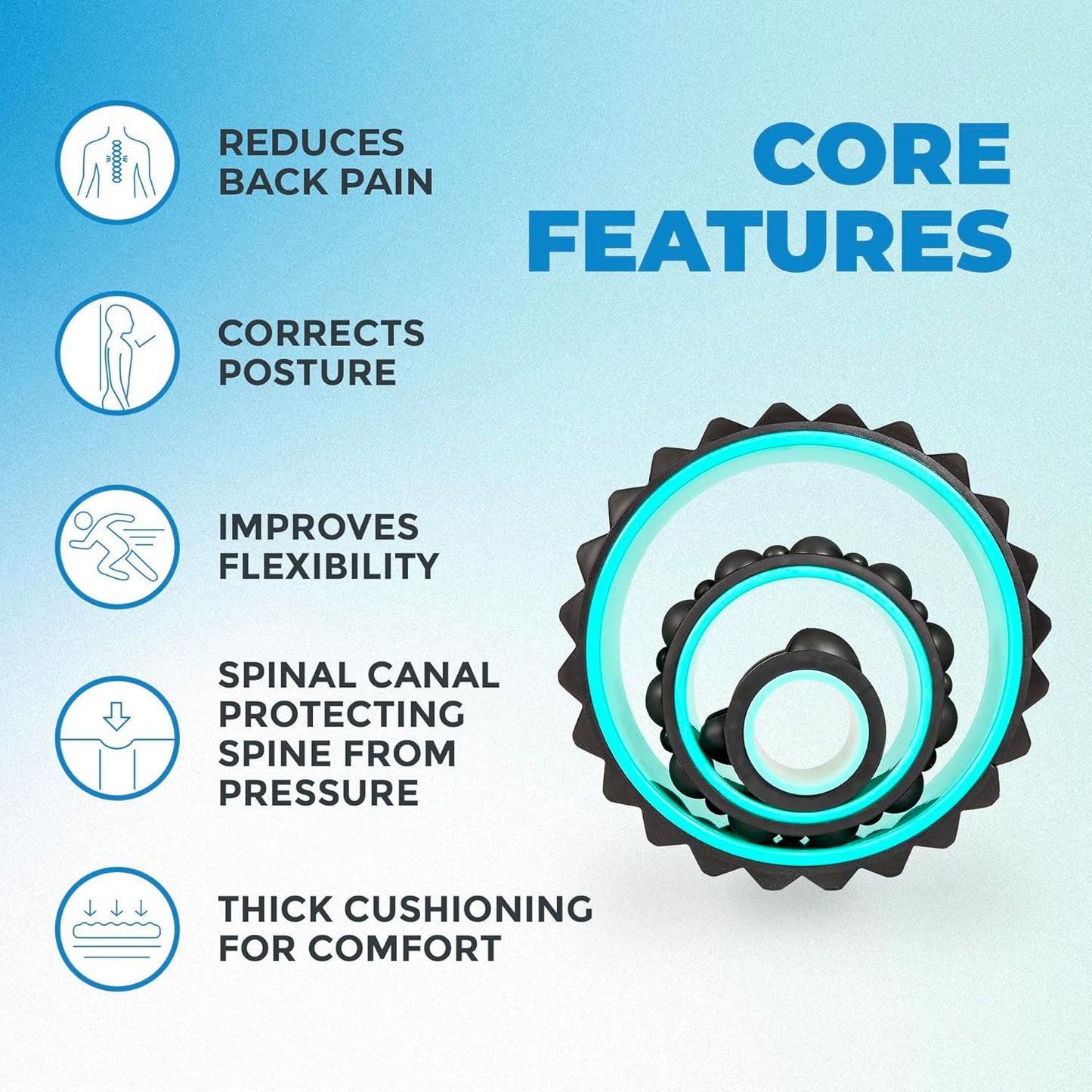 Chirp Ultimate Wellness Bundle Wheel XL Back Massage Roller, RPM Percussive Massager, 3-Piece Foam Roller Set for Back & Neck Pain Relief, Recovery, Physical Therapy, Mint