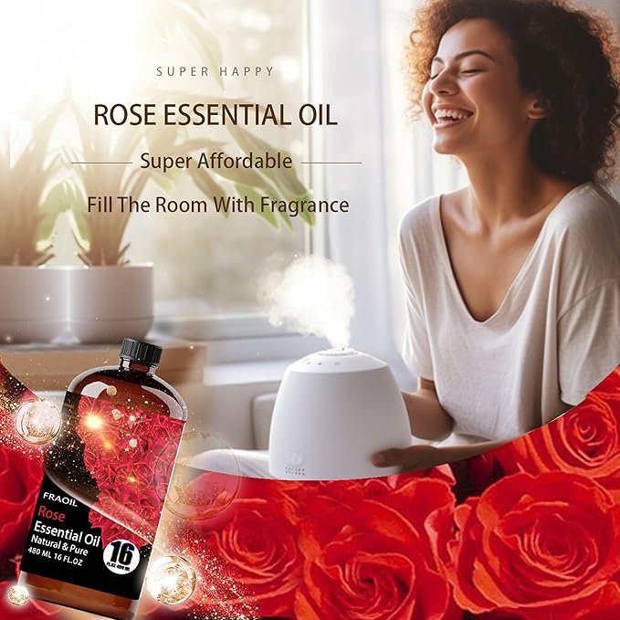 Rose Essential Oil, Rose Oil 16 Fl Oz 480 ML for Diffuser Humidifier Yoga Cleaning DIY Candle Soap Making Perfume Gift for Women Essential Oils - Bloomnest