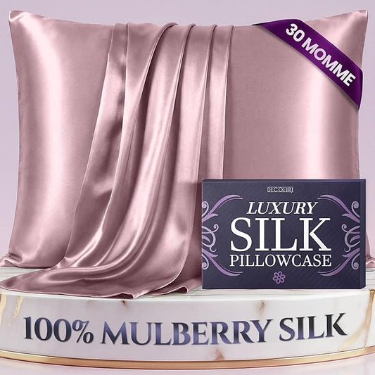 DECOLURE 100% Pure Mulberry Silk Pillow Case Standard Size – Highest Grade 30 Momme 6A+, Luxuriously Soft & Cooling Silk Pillowcase for Hair & Skin, Hypoallergenic, Breathable, Hidden Zipper (Coral) - Bloomnest