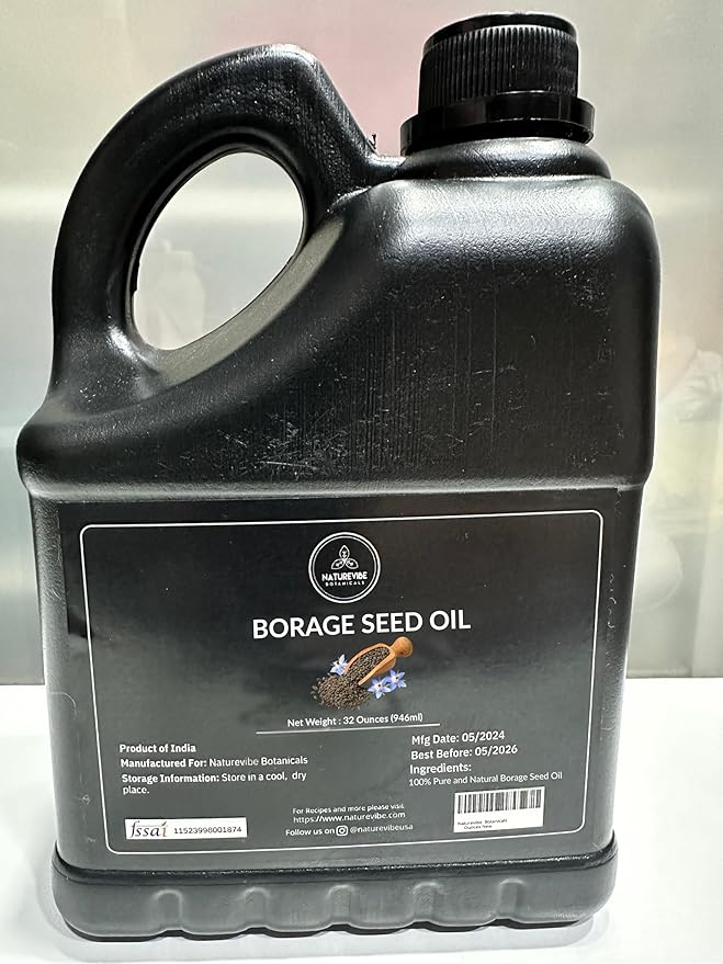 Naturevibe Botanicals Borage Oil 32 Ounces | 100% Pure and Natural | Great for Skin Care and Hair Care - Bloomnest