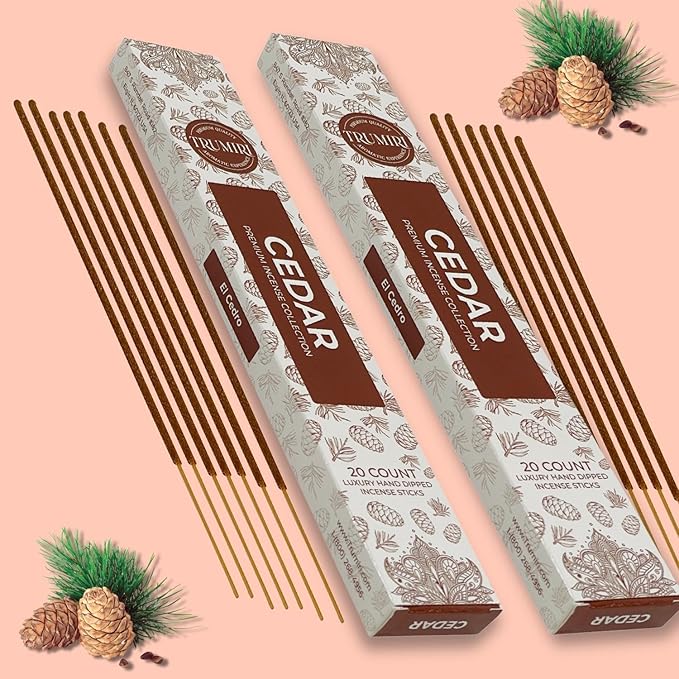Cedar Incense Sticks - Total 40 Insence-Sticks - Dual Pack of 20 Insense - Inciensos - Inscents - Natural Non Toxic Ingredients - Incents - Incence - Inscense - Insents TRUMIRI