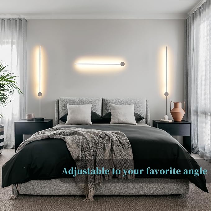 Modern LED Plug in Wall Sconces Set of Two,Chrome Dimmable 23.6" Wall Lighting,Bathroom Vanity Light Fixtures,Metal Wall Lamps with Memory Function for bathrooms,bedrooms,Living Rooms,Hallway - Bloomnest