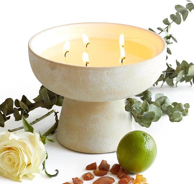 BLUEME Focus - Eucalyptus & Lime, Luxury Candle w/Essential Oils, 5 Wick, Hand-Poured Soy, Cotton Wick, Ceramic - Bloomnest