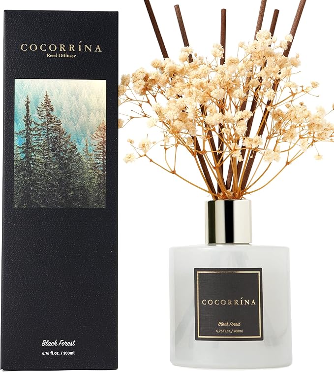 Cocorrína Reed Diffuser Sets, 6.7 fl oz. Black Forest Diffuser with Sticks Home Fragrance Reed Diffuser for Bathroom Shelf Decor - Bloomnest
