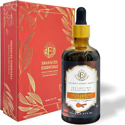 Luxurious Pumpkin Cinnamon Fragrance Oil by Enhanced Essentials|Holiday Mood Aromatic Oil for Diffuser,Laundry, Aromatherapy,Perfume,Gifting,Soap & Candle Making|with Glass Dropper|100 ml Bloomnest