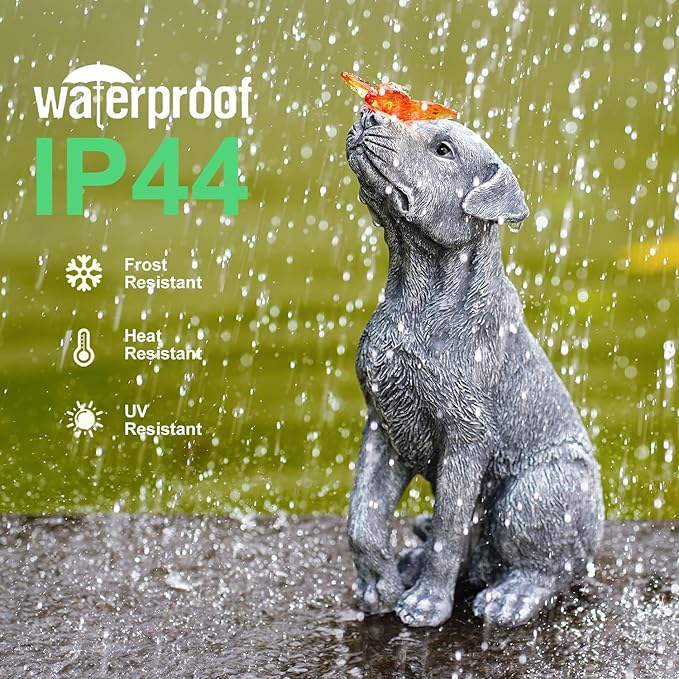Garden Statue Dog Figurine Decor – Outdoor Decoration with Butterfly for Garden Yard Lawn Home Decor Outside : Christmas Memorial Gifts for Women Mom Grandma - Bloomnest