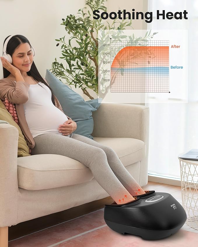 Snailax Foot Massager with Heat, Shiatsu Foot Massager Machine for Plantar Fasciitis, Adjustable Vibration & Pressure for Neuropathy Pain, Women Men Gifts, Fits Up to 13" - Bloomnest
