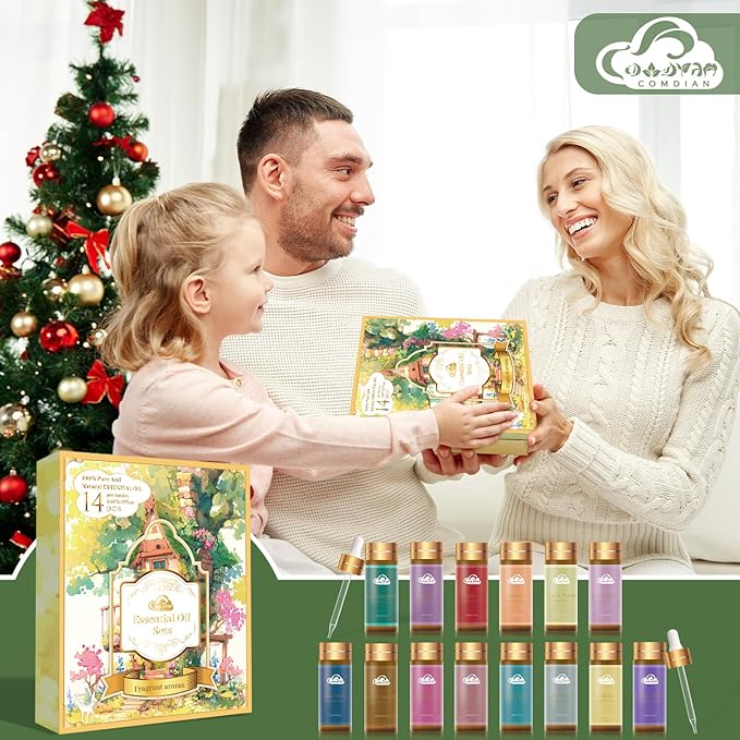 Fragrance Essential Oils Set - 14pcs, Aromatherapy Oils for Skin, Diffusers, Home Care, Humidifier Laundry, Candle Making - Tea Tree, Sandalwood, Lavender, Vanilla, Eucalyptus and More (5mL) - Bloomnest
