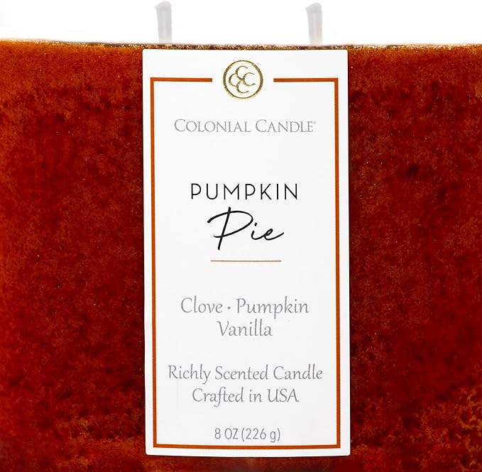Colonial Candle Pumpkin Pie Scented Candle Jar, Highly Fragranced Candles for Home Scented, Mottled Wax Candle, 2 Wick, 8 oz - Made in The USA - Bloomnest