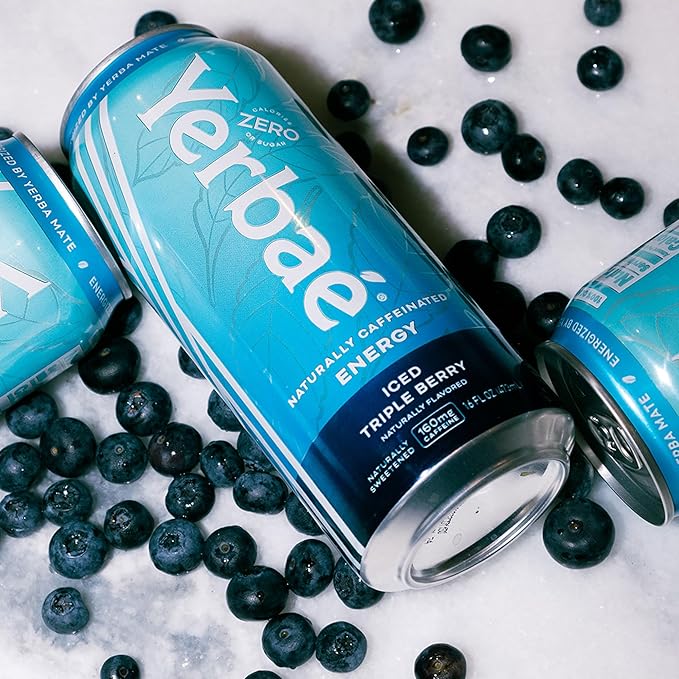 Yerbaé Energy Beverage - Iced Triple Berry, 0 Sugar, 0 Calories, 0 Carbs, Energized by Yerba Mate. Yerbae is a Plant-Based, Healthy Alternative to Sugary Energy Drinks, 16oz cans (12 Pack) - Bloomnest