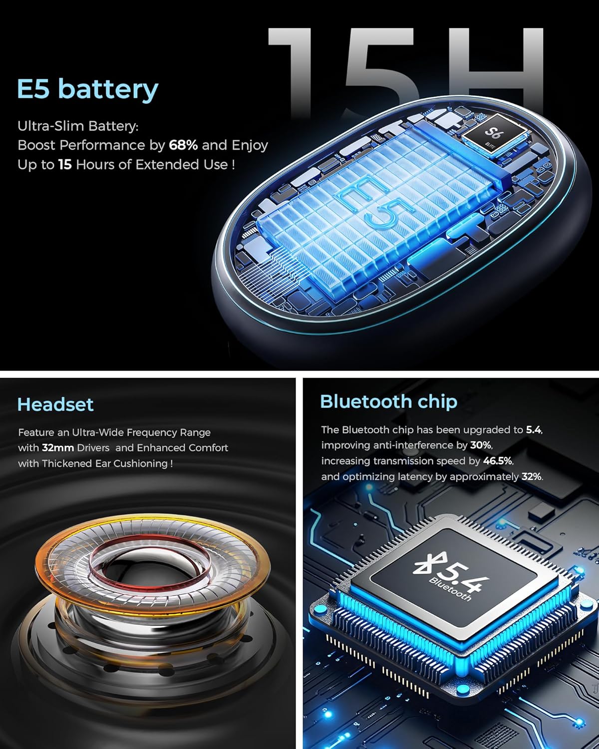 MUSICOZY Sleep Headphones Soft Bamboo Cotton Headband Headphones for Sleeping, Sleep Headphone Wireless Bluetooth 5.4 with Ultra-Thin HD Stereo Speaker for Unique Gifts(Classic Black)