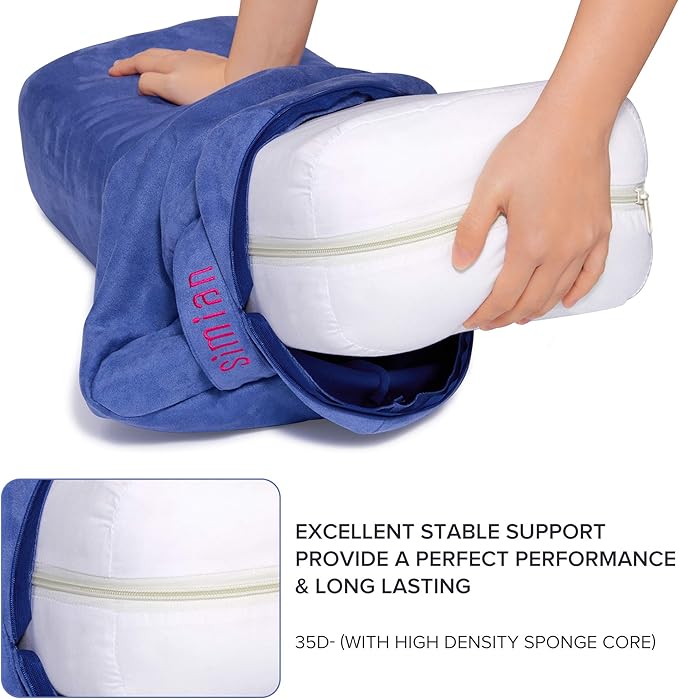 Simian Premium Meditation Bolster - Rectangular Support Cushion with Velvet Cover, Washable, for Restorative & Yin Yoga