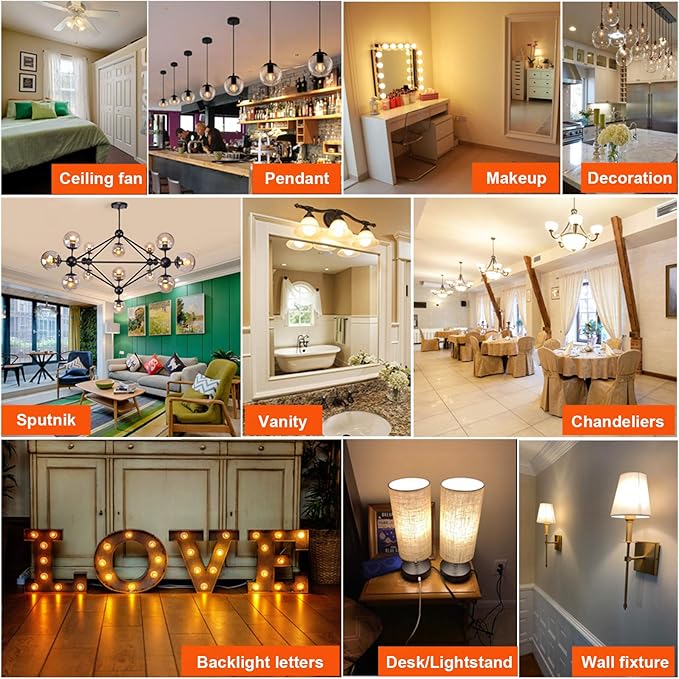 LiteHistory Dimmable E26 Edison Bulb G16.5 Light Bulb 6W Equal 60 watt Light Bulb AC120V Warm 2700K E26 led Bulb for Pendant,Chandeliers,Vanity,Wall sconces Edison Light Bulbs 60 Watt 600lm 6Pack - Bloomnest