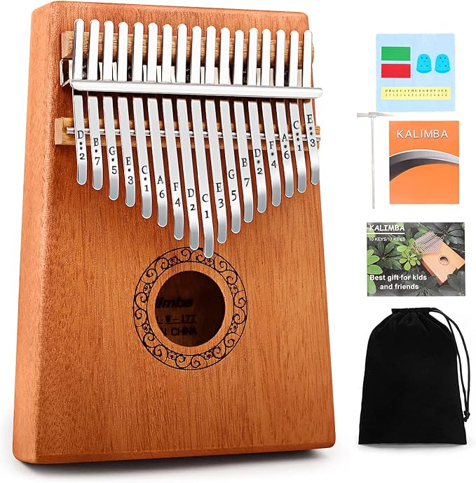 Kalimba Thumb Piano,YUNDIE Portable 17 Keys Mbira Finger Piano with Tune Hammer and Study Instruction,Musical Instruments Birthday Gift for Adult Beginners Professional(Brown) - Bloomnest