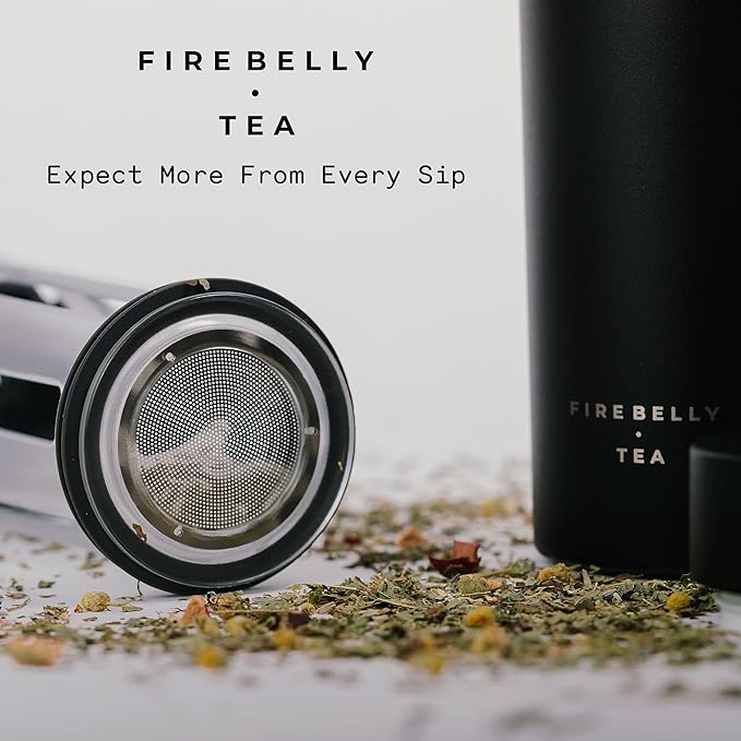 Firebelly Tea, Travel Tea Infuser Mug with Strainer, Insulated Tumbler for Loose Leaf Tea or Coffee, Leakproof Bottle for Hot or Iced Drinks, Stainless Steel Thermos with Lid, Forest - Bloomnest