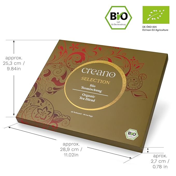Creano Organic Tea Gift Set – 48 Organic Tea Bags in 6 Dreamy Varieties – 96 g* - Bloomnest