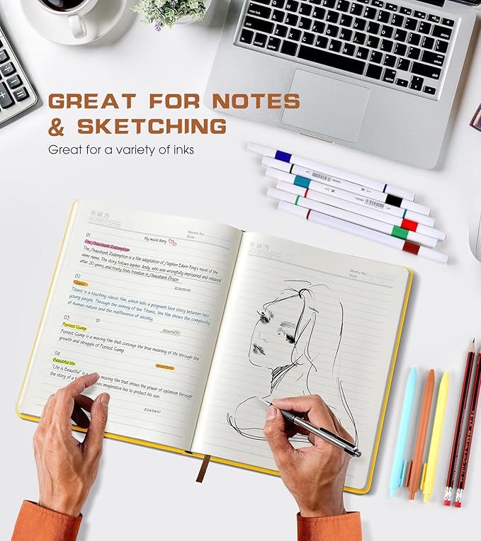 Lined Journal Notebook for Women Men,256 Pages A4 Large Hardcover Leather Journals for Writing,Travel,Business,Work,School,College Ruled Notebooks for Note Taking, Diary Notepad 8.6"×11" - Bloomnest