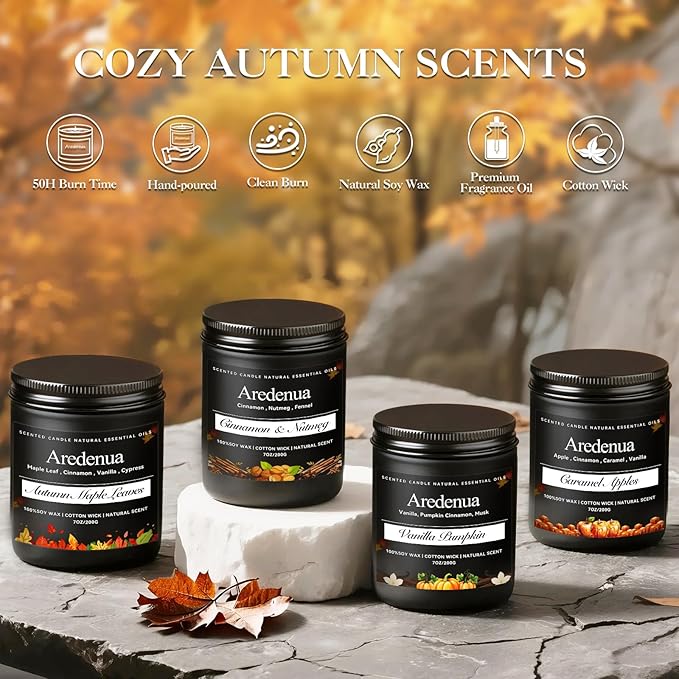 Vanilla Cream Candle | Creamy Vanilla Scented Candles for Fall - 7oz Autumn Soy Candles for Home Scented, 50 Hours Burn Time, Fall Gifts for Women Men/Holiday/Harvest/Thanksgiving - Bloomnest