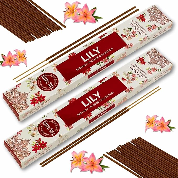 Lily Incense Sticks - Total 40 Insence-Sticks - Dual Pack of 20 Insense - Inciensos - Inscents - Natural Non Toxic Ingredients - Incents - Incence - Inscense - Insents TRUMIRI