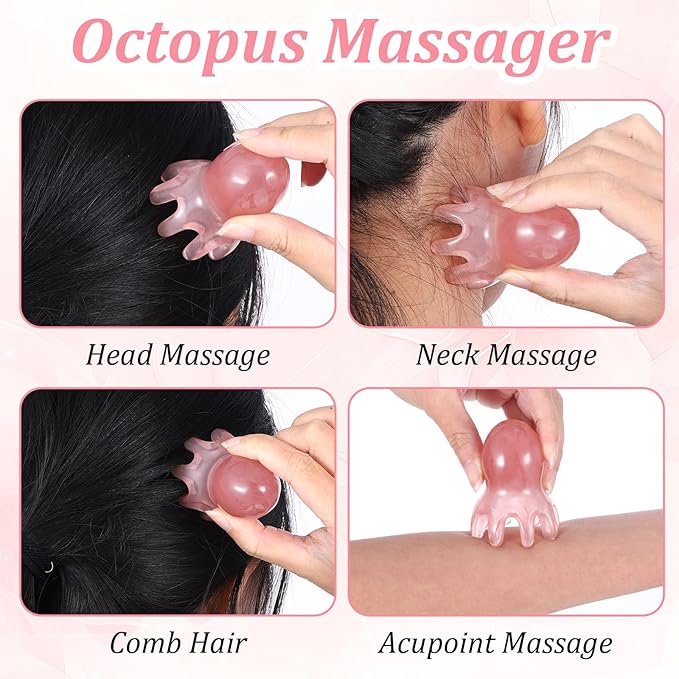 ElevateTech Head Massager Tool Scalp Comb, 2 Pcs Head Massager Comb and 1 Pcs Six Claw Manual Hair Scalp Massagers Gua Sha Tool Resin Hair SPA Acupressure Tools for Mother‘ Day Birthday Gifts Bloomnest