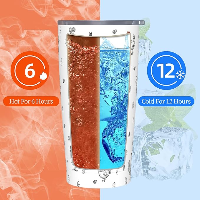 Chicken Tumbler with Lid and Straw 20 oz Stainless Steel Cup Insulated Tumbler Coffee Mug for Home Office or Car Christmas Birthday Gifts - Bloomnest