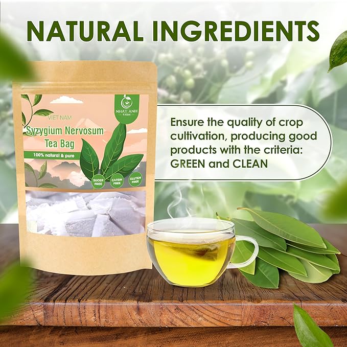 NHAT ANH FARM - Premium Syzygium Nervosum Tea Bags, 100 Syzygium Nervosum Tea Bags, 100% Natural Dried Syzygium Nervosum Leaves, Naturally Sweet Herbal Tea, Sugar-Free, Caffeine-Free, No Additives. - Bloomnest