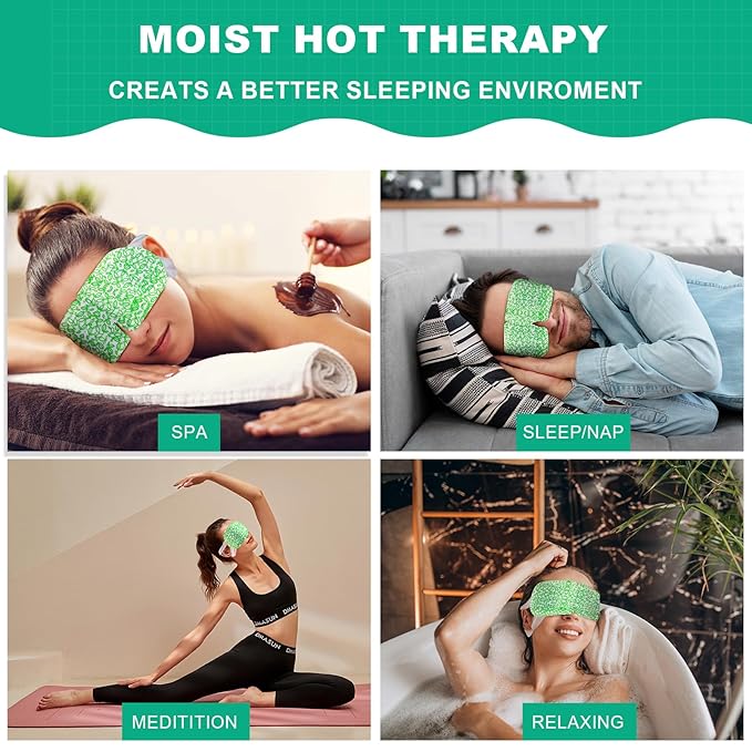 16 Packs Steam Eye Mask,Warm Eye Compress for Dry Eyes Sleep Mask,Hot Auto Heated Eye Masks Relaxing Items for Women Moist Heat for Eyes Soothing Eye Fatigue,Disposable EyeMask for SPA Essentials - Bloomnest