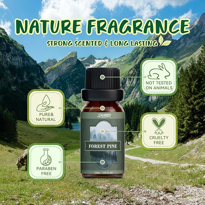 SALUBRITO Nature Fragrance Oils Set, Essential Oils Set - Forest Pine, Ocean Breeze, Rain, Fresh Cut Grass, Mountain Air, Bamboo, Premium Scented Oil for Diffuser, Candle, Soap Making - Bloomnest