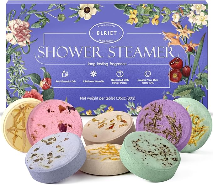 Shower Steamers Aromatherapy Spa Gifts for Women 8 Pack, Shower Bombs Birthday Gifts for Mom with Lavender Natural Essential Oils, Self Care Gifts for Women & Lover - Bloomnest