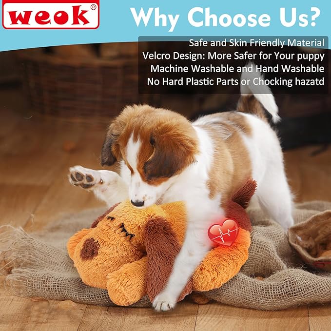Heartbeat Puppy Toy, Comfort Cuddler Pillow, Dog Anxiety Relief Calming Aid,Heartbeat Stuffed Toy for Dogs,Puppy Heartbeat Toy Sleep Aid,Dog Heartbeat Toy for Pet - Bloomnest