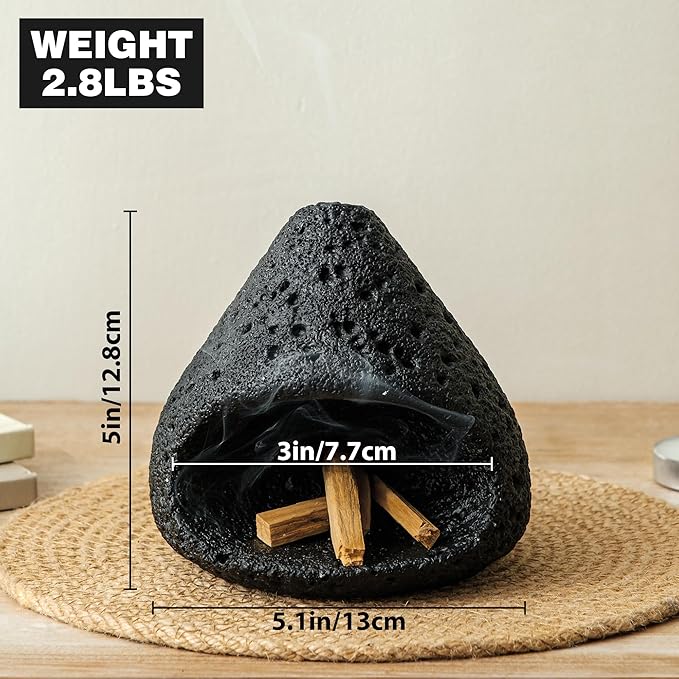 Palo Santo Holder, Modern Incense Burner for Sage, Palo Santo Sticks and Cones Burning, Mini Fireplace Chimney Smudge Bowl for Yoga, Meditation and Energy Cleansing Aromatic Home Decor Bloomnest