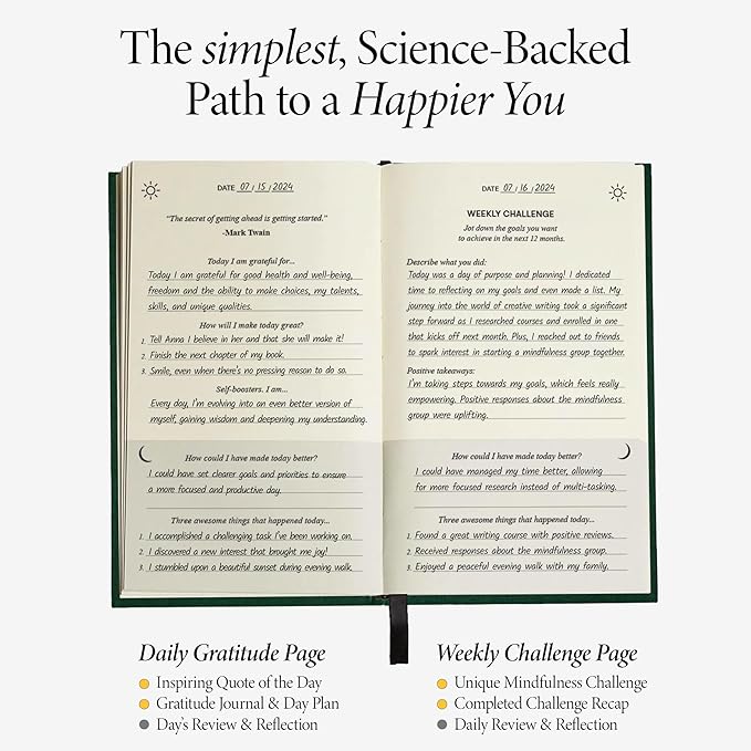 The Original Gratitude Journal for Men 2026 & Women Uplifting Quotes & Prompts for Happiness & Positive Mindset - Daily Journal for Affirmation, Reflection & Mindfulness - Premium Green Cover - Bloomnest