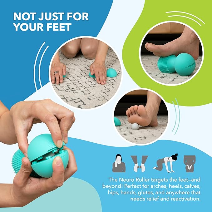 RAD Neuro Roller – Foot Massage Roller for Plantar Fasciitis & Recovery - Silicone, Dual-Texture Design with Built-in Massage Balls for Trigger Point Therapy & Foot Relief - Bloomnest