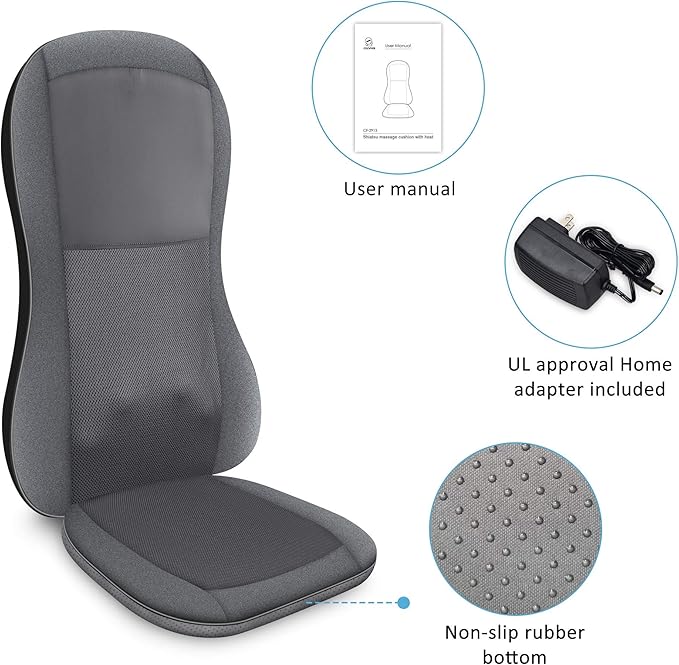 COMFIER Shiatsu Full Back Massager,Massage Chair Pad with Heat,2D/3D Massage Seat Cushion,Chair Massager with 10 Shiatsu Nodes, Rolling Kneading Chair Pads for Lower Back,Gift for Men,Women - Bloomnest