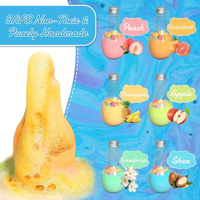 FIREKOTO® 8pcs Purely Handmade Kids' Rainbow Interactive Bath Bombs kids Potions丨Organic Colorful Bubble Bath for Kids Safe, Best Birthday, Party, Easter Bath Bombs Gift Set for Girls and Boys(8-Pack) - Bloomnest