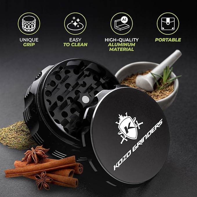 2.5 Inch Grinder Mills, Aluminum (Black) - Bloomnest