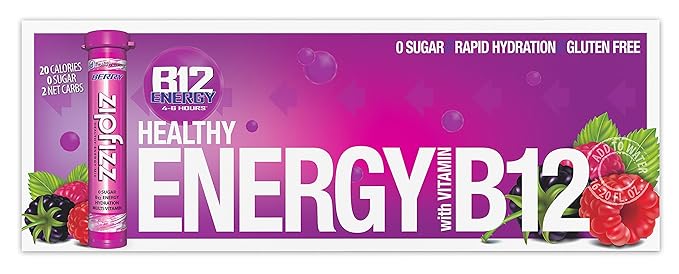 Zipfizz Daily Energy Drink Powder, Berry, 20 Pack | 3-in-1 Sustained Energy, Rapid Hydration, and Essential Vitamins | Sugar-Free | Electrolyte Powder | Contains Vitamin B-12 & Antioxidants - Bloomnest