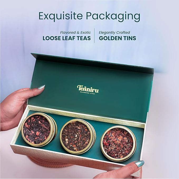 Teaniru, Novelty Tea Collection | 3 Loose Leaf Tea Sampler | Tea Variety Pack - Assortment of Green, Herbal & Black Tea | Gluten Free & Sugar Free | Tea Gift Set for Men & Women | Thanks Giving - Bloomnest