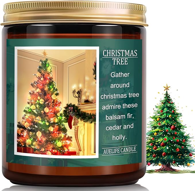 Christmas Tree Candle - Christmas Scented Candle, Aromatherapy Jar Candle for Home - Xmas Holiday Gifts for Women and Men, Soy Wax Candle for Home Scented, Cozy Winter Decoration, 7 oz - Bloomnest