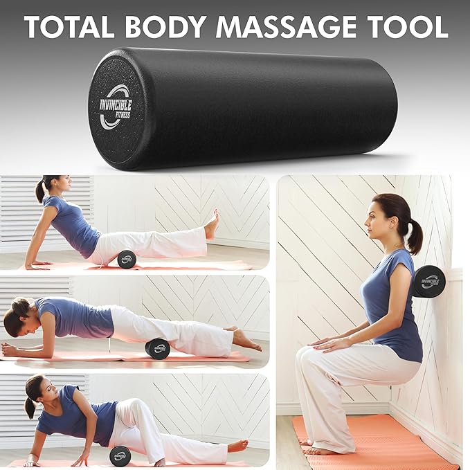 Invincible Fitness 17'' EPP Foam Roller for Deep Tissue Massage – Enhance Recovery, Relieve Pain, and Boost Mobility for a Stronger, Healthier You (Black) - Bloomnest