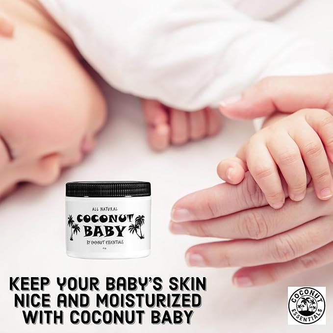 Coconut Essentials Coconut Baby Oil - Natural & Organic Moisturizer, Hair Oil for Cradle Cap Treatment, Newborn Sensitive Skin, Eczema & Psoriasis Relief, Unscented, Sunflower & GrapeSeed 4 floz - Bloomnest
