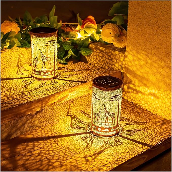 Giraffe Solar Lanterns Outdoor Waterproof Hanging Solar Lights Giraffe Gifts for Women Men Metal Decorative LED Giraffe Lanterns for Garden Decor,Yard,Patio,Lawn,Tabletop,Pathway,Landscape - Bloomnest