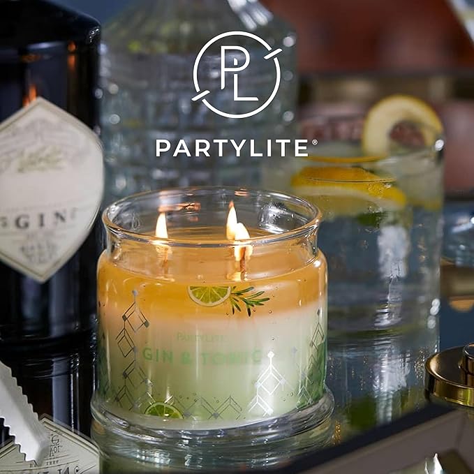 PartyLite 3-Wick Jar Candle, Highly Fragranced Clean Burning Glass Candle, 25-45 Hours Burn Time (Gin & Tonic) - Bloomnest