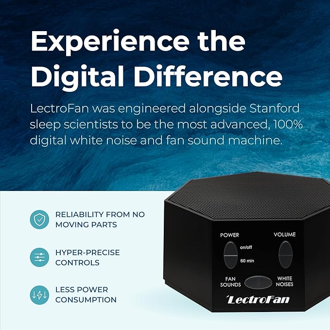 Adaptive Sound Technologies LectroFan Classic White Noise Machine - Compact Sleep Sound Machine for Bedroom, Travel, Study and More - 20 Non-Looping Fan & White Noise Variations - Black - Bloomnest