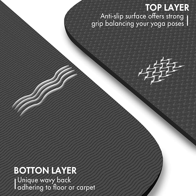 FrenzyBird Large Yoga Mat 6'x 4'（72”x 48”）—1/4" &1/3" Extra Wide Exercise Mat 183cm x 122cm Large Exercise Mat Big Home Yoga Mat Pilates Mat,Non Slip,Thick,TPE Workout Mat,for Women & Men, Yoga, Pilates, Gym and Floor Workouts Pilates - Bloomnest