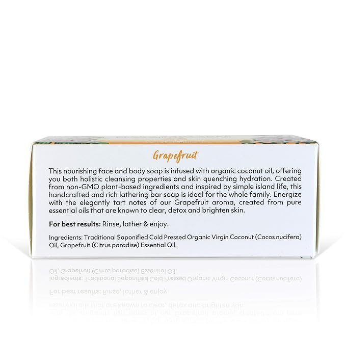 Coco Fiji Soap Bar for Face and Body Infused With Organic Coconut Oil, Grapefruit, Essential Oil, Natural Soap for Moisturizing & Pore Purifying Skin, 7 oz,Pack of 3 - Bloomnest
