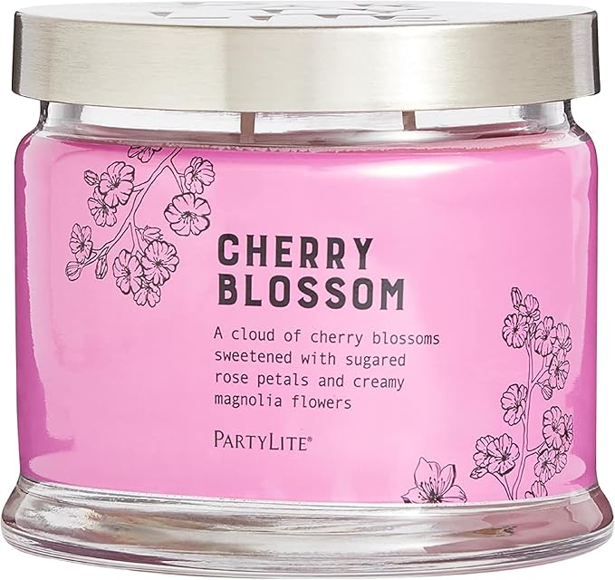PartyLite 3-Wick Jar Candle, Highly Fragranced Clean Burning Glass Candle, 25-45 Hours Burn Time (Cherry Blossom) - Bloomnest