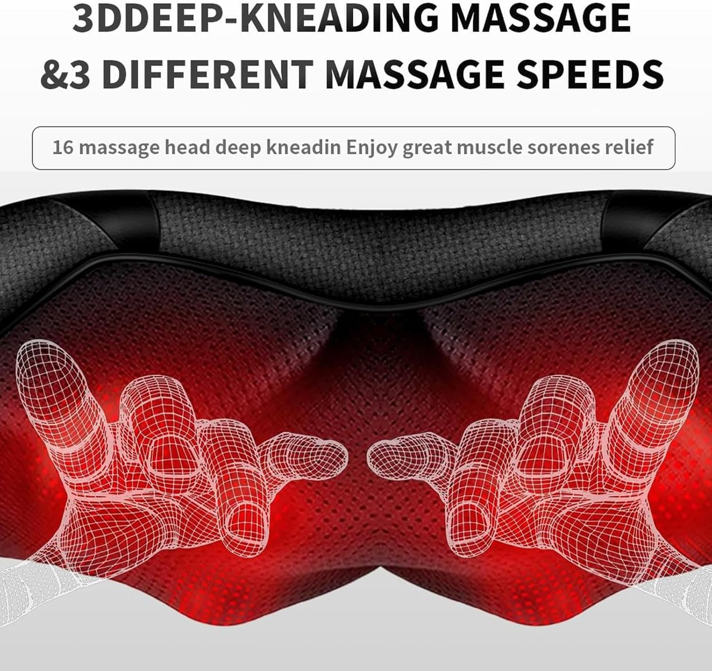 Shiatsu Neck and Back Massager with Heat, Shoulder Massager for Pain Relief Deep Tissue, Electric Deep 3D Kneading Full Body Massage Pillow for Women Men Home Office and Car